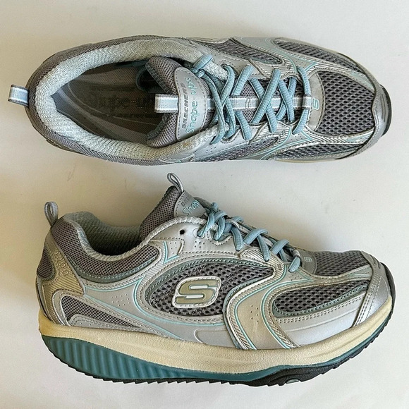 Skechers Shoes - Skechers Womens Shape Ups 12320 Silver Blue Casual Shoes Sneakers Sz 8 Leather